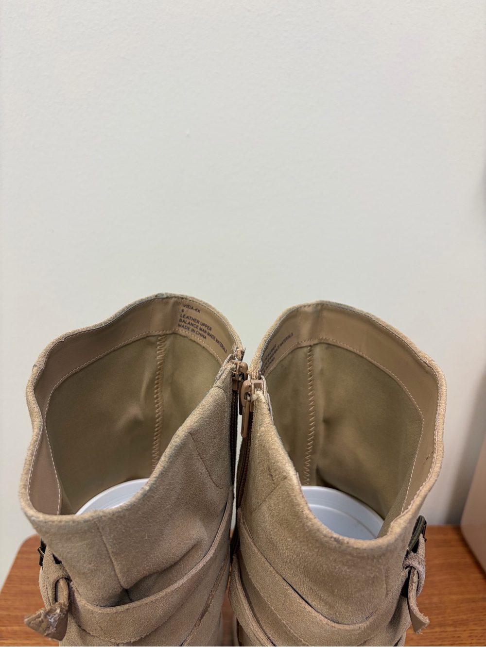 Kelly & Katie Vida Mid Calf Slouchy Leather Suede Heeled Boots Tan Round Toe 9 - Picture 10 of 16